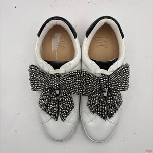 I.N.C International Concepts Danelia Rhinestone Bow Lace-Up Sneaker White Size 9